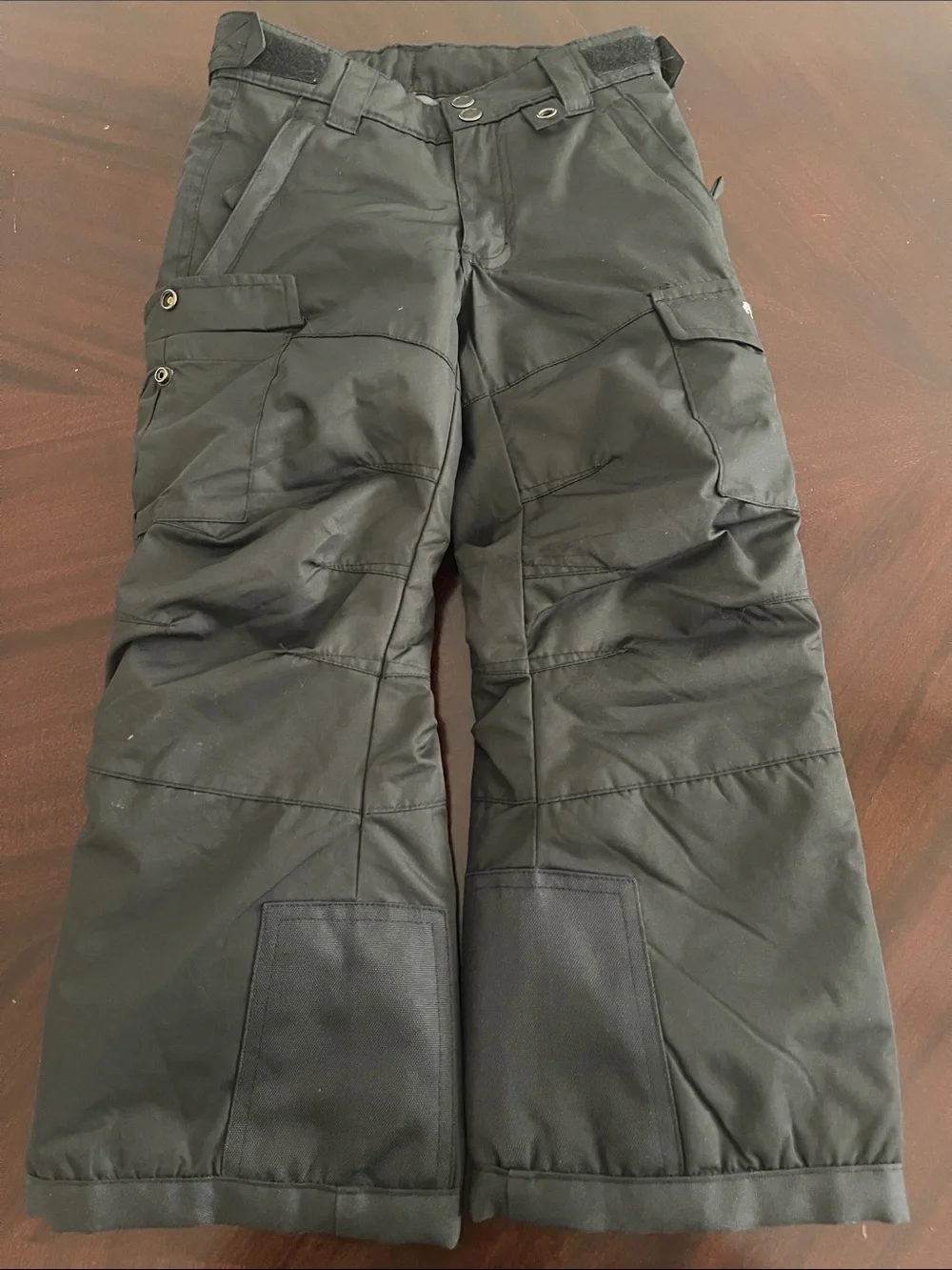 Kids Black Insulated Snow Pants - Durable Winter Cargo Style size XS (5/6)